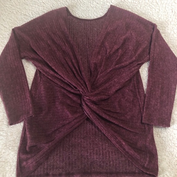 ONE LEFT! Burgundy Twist Back Sweater - Picture 3 of 4